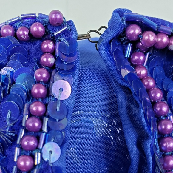 Vintage GUNIT Blue Sequin Blouse - Picture 8 of 8